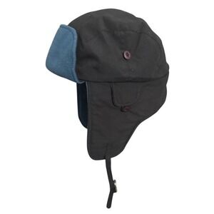 Vintage Broner Trapper Hat Black Blue Fleece Lined Ear Flaps Winter Warm XL